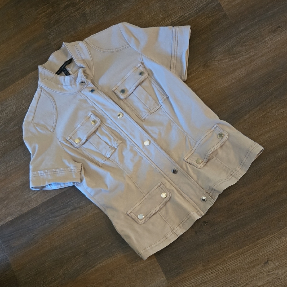 White House Black Market Short Sleeve Khaki Jacket